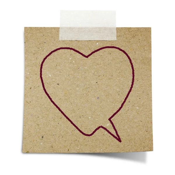 Hand draw speech bubble on note taped recycle paper — Stock Photo, Image