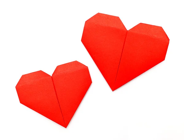 Origami paper hearts on white — Stock Photo, Image