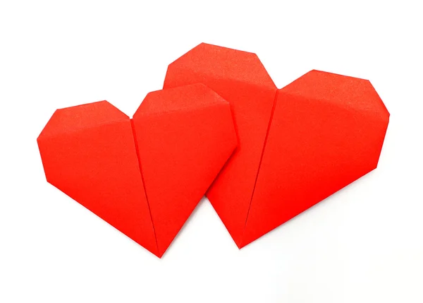 Origami paper hearts on white — Stock Photo, Image