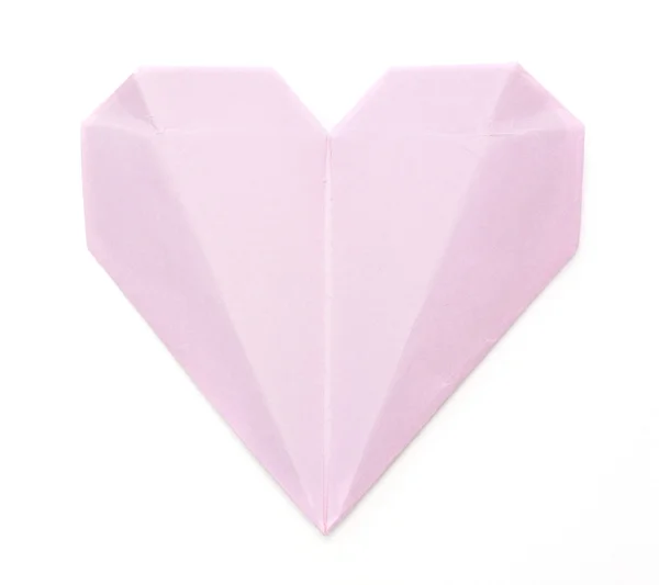 Origami papier roze hart op wit — Stockfoto