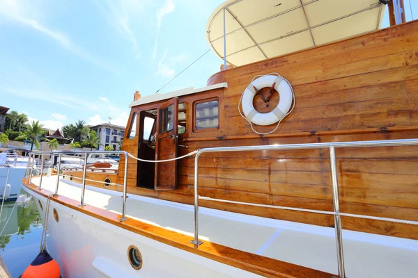 Expensive wooden yacht in the harbor at phuket thailand — Stock Photo, Image