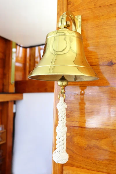 Closeup of ship bell made of brass — Stock Photo, Image