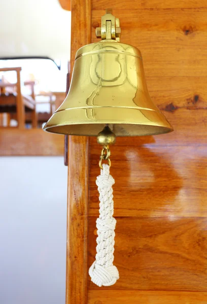 Closeup of ship bell made of brass — Stock Photo, Image