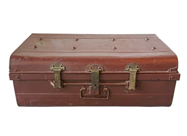 Vintage brown suitcase on white background — Stock Photo, Image