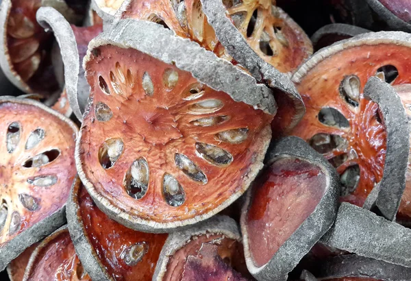 Close up slices of dried bael fruit — Stock Photo, Image