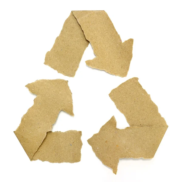 Recycle symbol torn from Recycle Paper — Stock Photo, Image