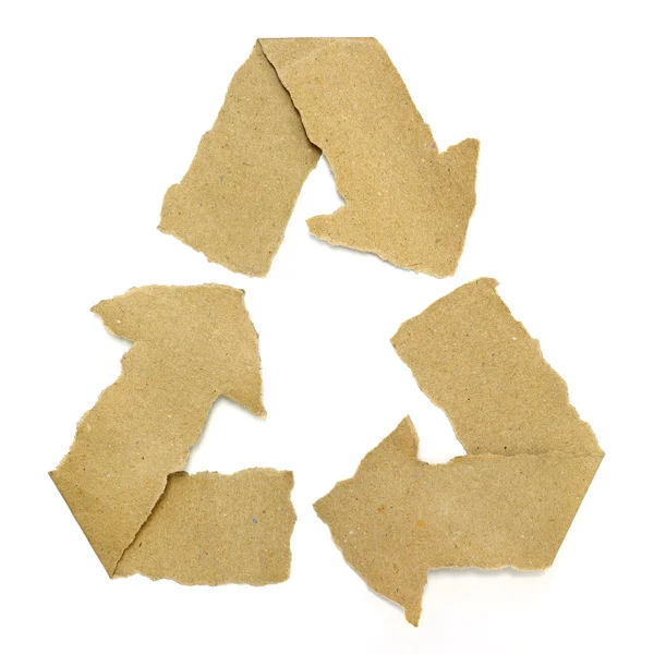 Символ Recycle вырван из бумаги Recycle — стоковое фото