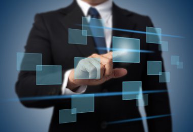 yüksek teknoloji tür: modern düğme La basarak işadamı