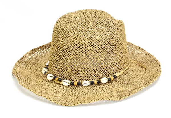 Summer straw hat on a white background — Stock Photo, Image