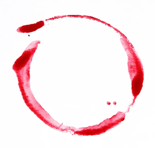 Handbemaltes rotes Kreis-Aquarell auf weißem Hintergrund — Stockfoto
