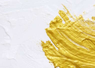 Beyaz ve altın akrilik boya dokulu arka plan 