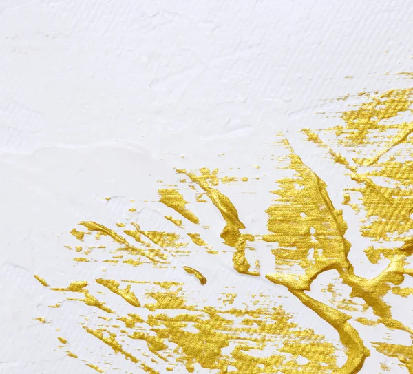 White and gold acrylic textured painting background — Stock Photo, Image