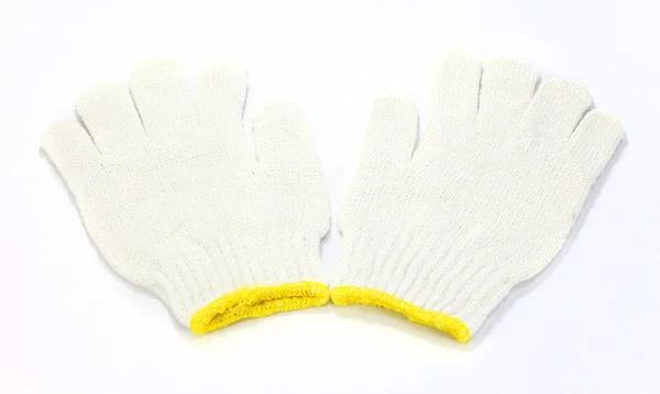 Gants en tissu blanc isolés sur fond blanc . — Photo