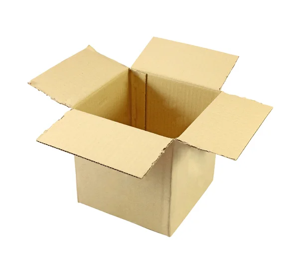 Boîte en carton ouverte isolée sur fond blanc . — Photo