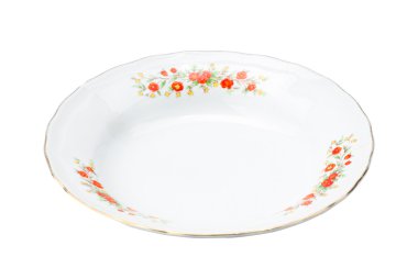 beyaz zemin üzerine antika tabak 