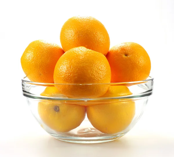 Tasty mandarines in bowl on white — Stock Photo, Image