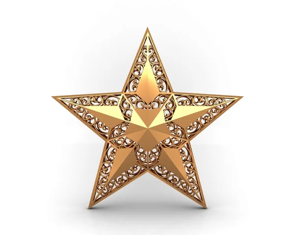 Gold star with ornaments — Stock Photo, Image
