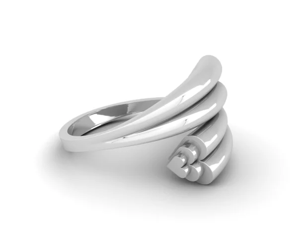 Elegant stylish, heart shaped ring of white gold isolated on a white background — Stock Photo, Image