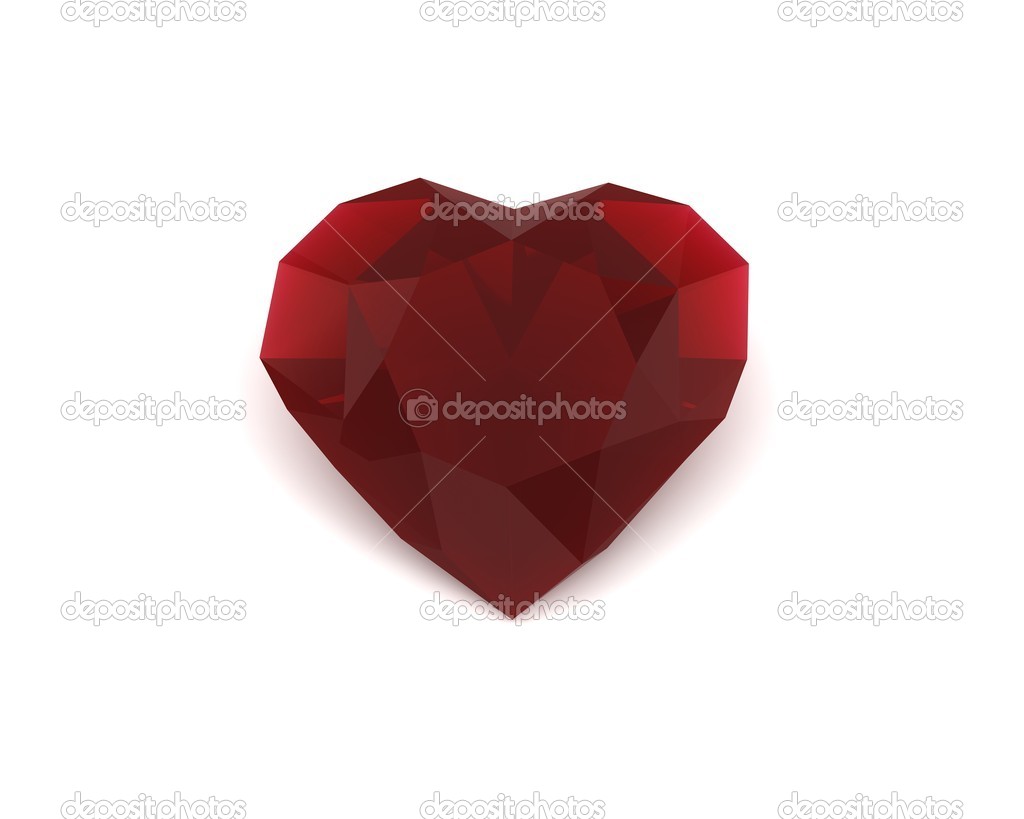 Beautiful diamond heart-Ruby-isolated on white background