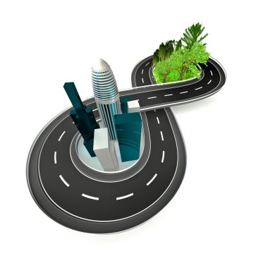 Infinite road from city to nature clipart