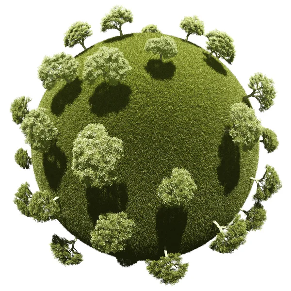 Planète miniature avec végétation du parc boisé — Photo