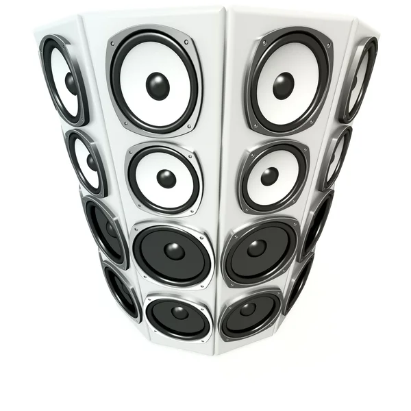 Torre de cajas de sonido blancas Fotos de stock