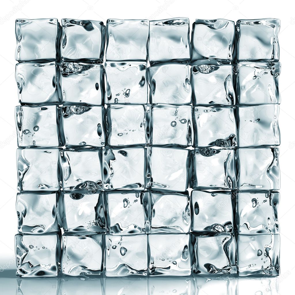 Wall of ice cube bricks