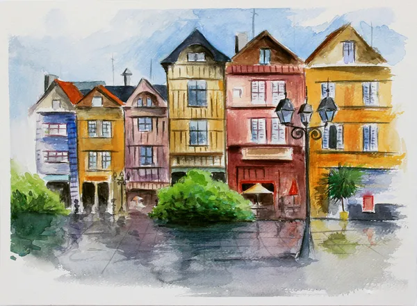 Aquarell in der Stadt — Stockfoto