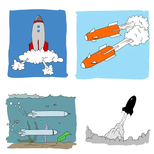 Missile, engin spatial et torpille — Image vectorielle