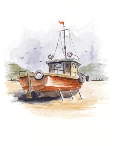 Watercolor boat 3 — Stock Photo, Image