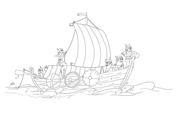 Brave vikings- uncolored — Stock Vector