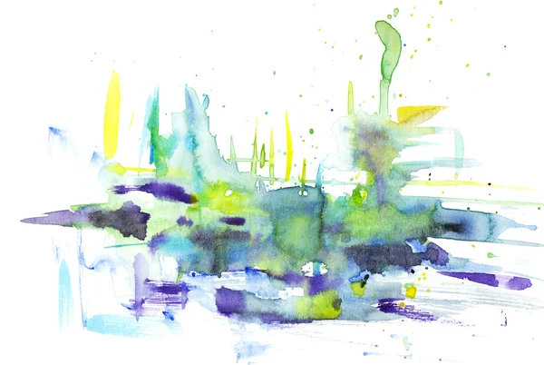 Abstrakte violette und grüne Aquarelle — Stockfoto