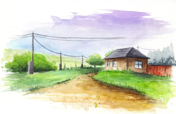 Countryside in watercolor — Stock Photo, Image