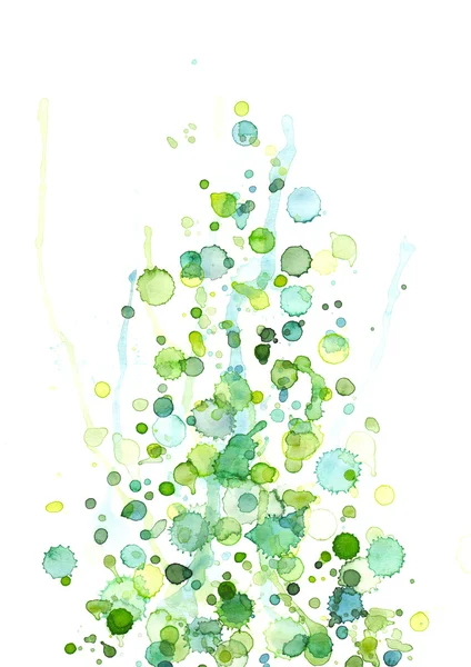 Зелено-голубые капли акварели — стоковое фото