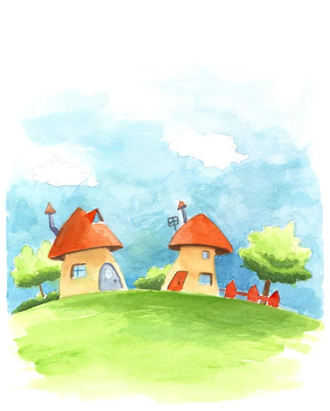 Fantasy house i akvarell — Stockfoto