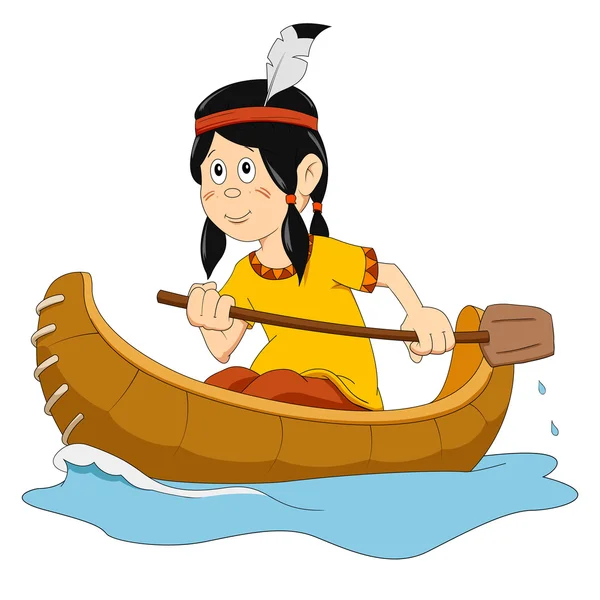 Indian in the boat — Stock Vector