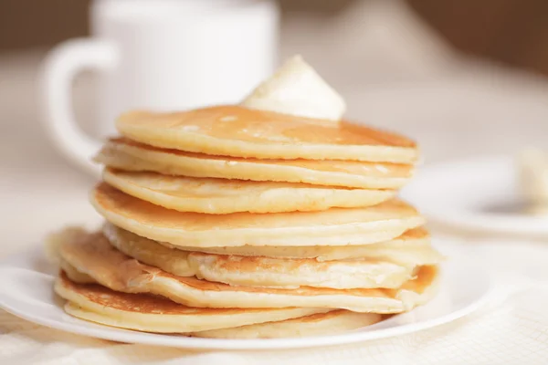 Pancakes with sour cream — Stock Photo, Image