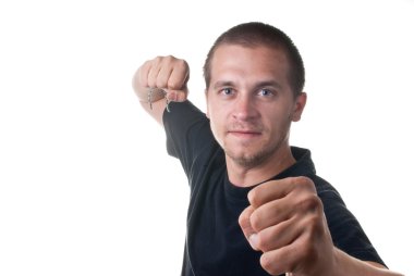 Punch fist from an attractive young man clipart