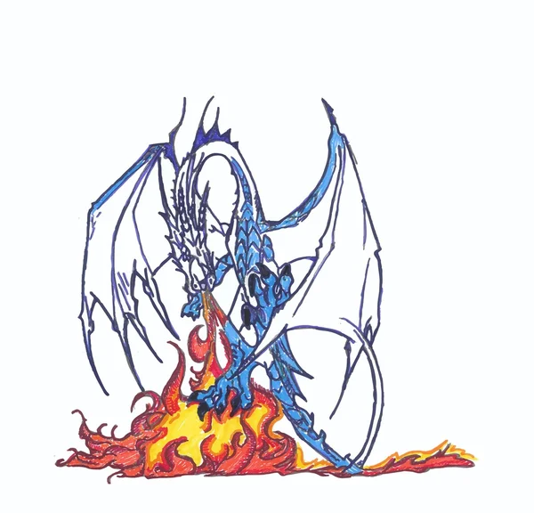 Dragon qui respire le feu — Image vectorielle