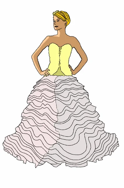 Klassisk brudklänning på vit bakgrund — Stock vektor