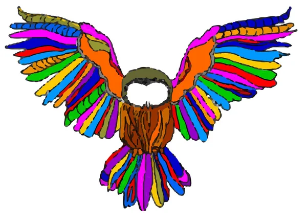 Multicolor owl on white background Stock Illustration