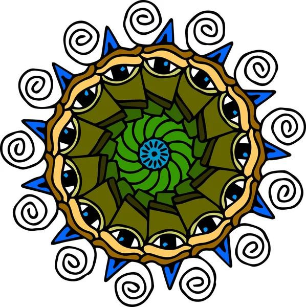 Mandala ojos sobre fondo blanco Vector De Stock