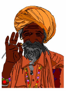 beyaz zemin üzerine Hint meditasyon