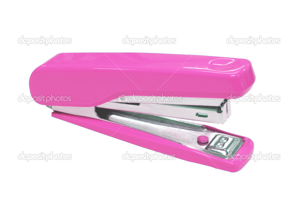 Dark Pink stapler isolated on white