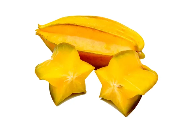 Carambola - fruta estrella aislada sobre fondo blanco — Foto de Stock