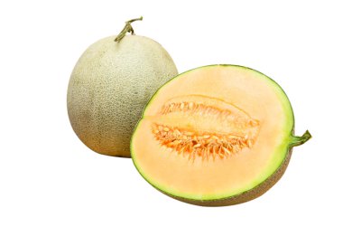 Beyaz arkaplanda izole edilmiş kavun