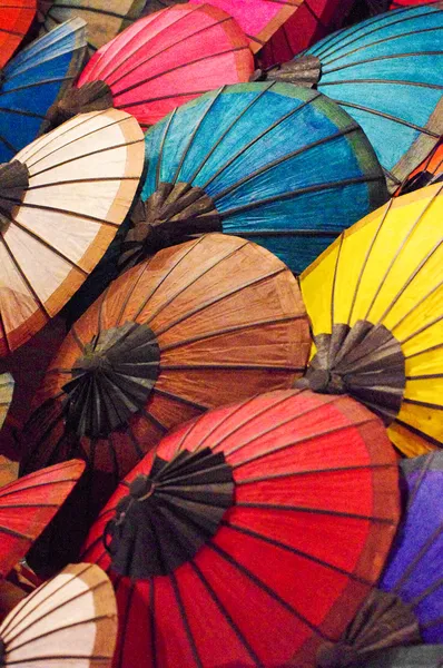 Kolorowe ręcznie laos parasol parasol Azji Obraz Stockowy