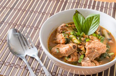 Spicy and Sour pork spare rib soup in thai style - thai food clipart