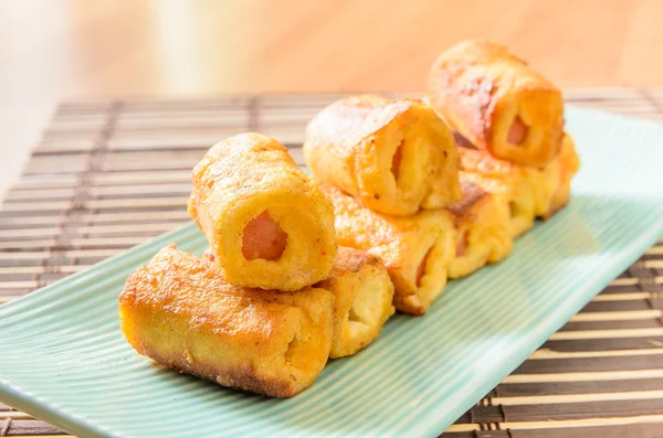 Deep Fried Swiss Sausage rolls recipe — Stock Photo, Image