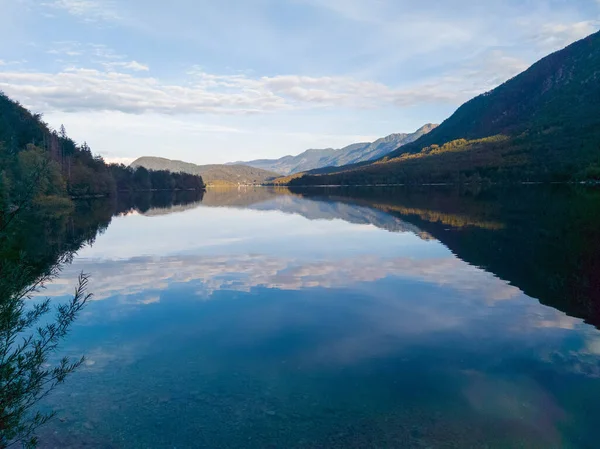 Widok Jezioro Bohinj Park Narodowy Triglav Słowenia — Zdjęcie stockowe